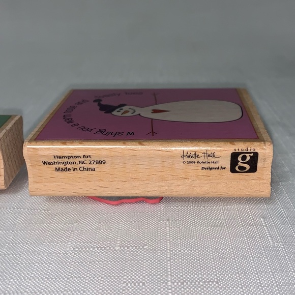 NWOT Snowman Snowflake Stamp Set 2 Wood Mount Winter Scrapbooking Card Crafting - Picture 6 of 9